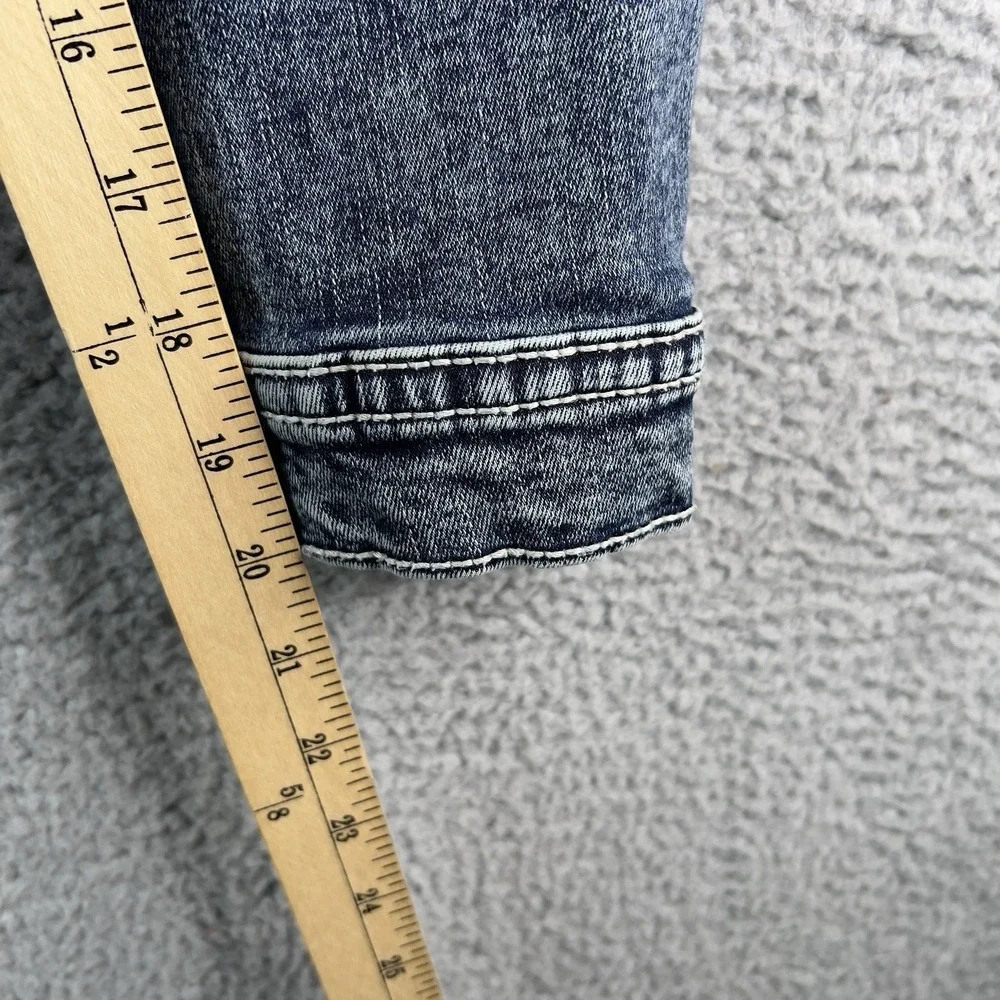 BKE‎ Men Jacket MEDIUM Blue Denim Jacket Western Button Trucker Stretch